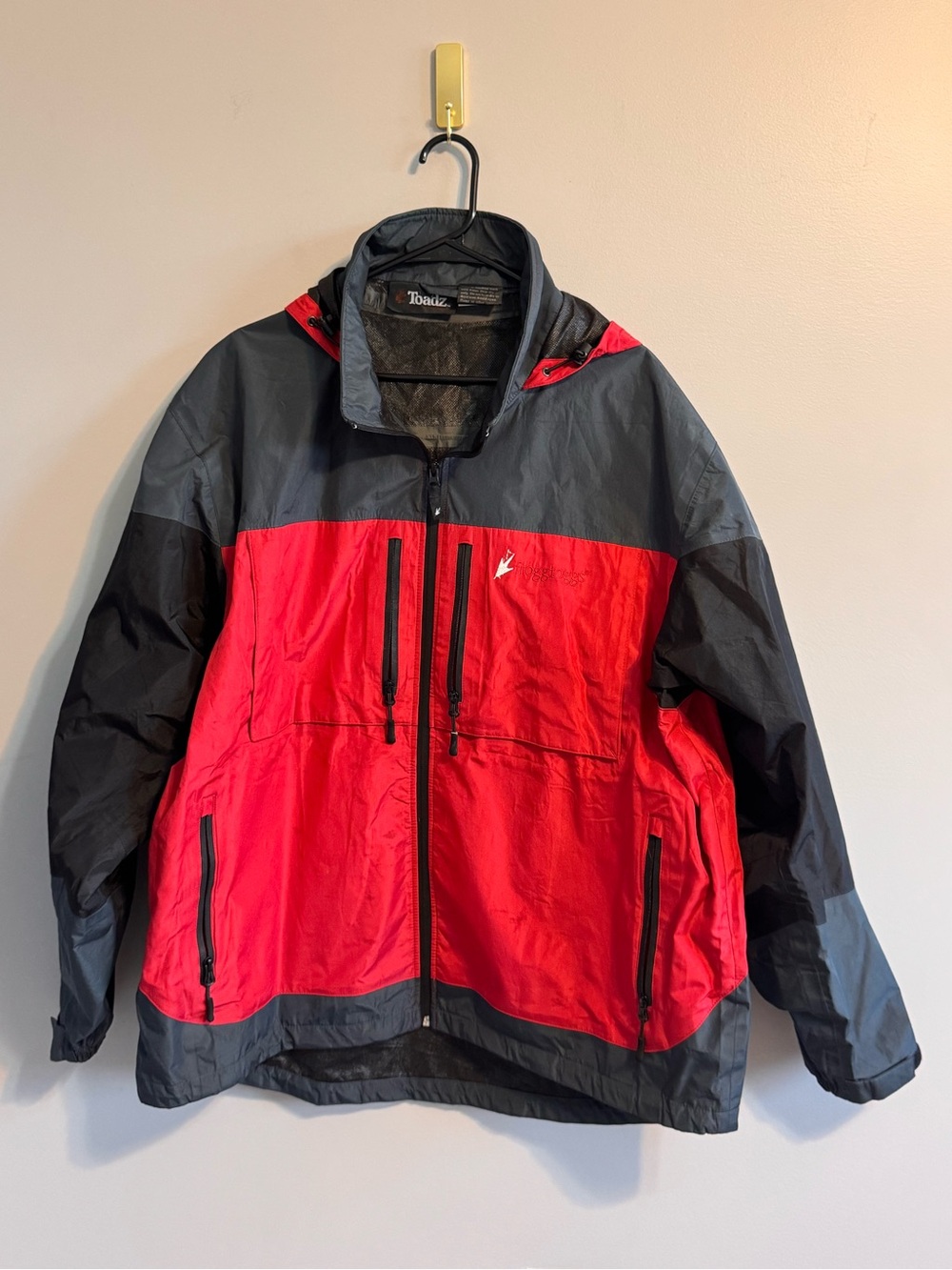 Toadz by Frogg Toggs Men’s Red Black Hooded Rain Jacket Outdoor XXL